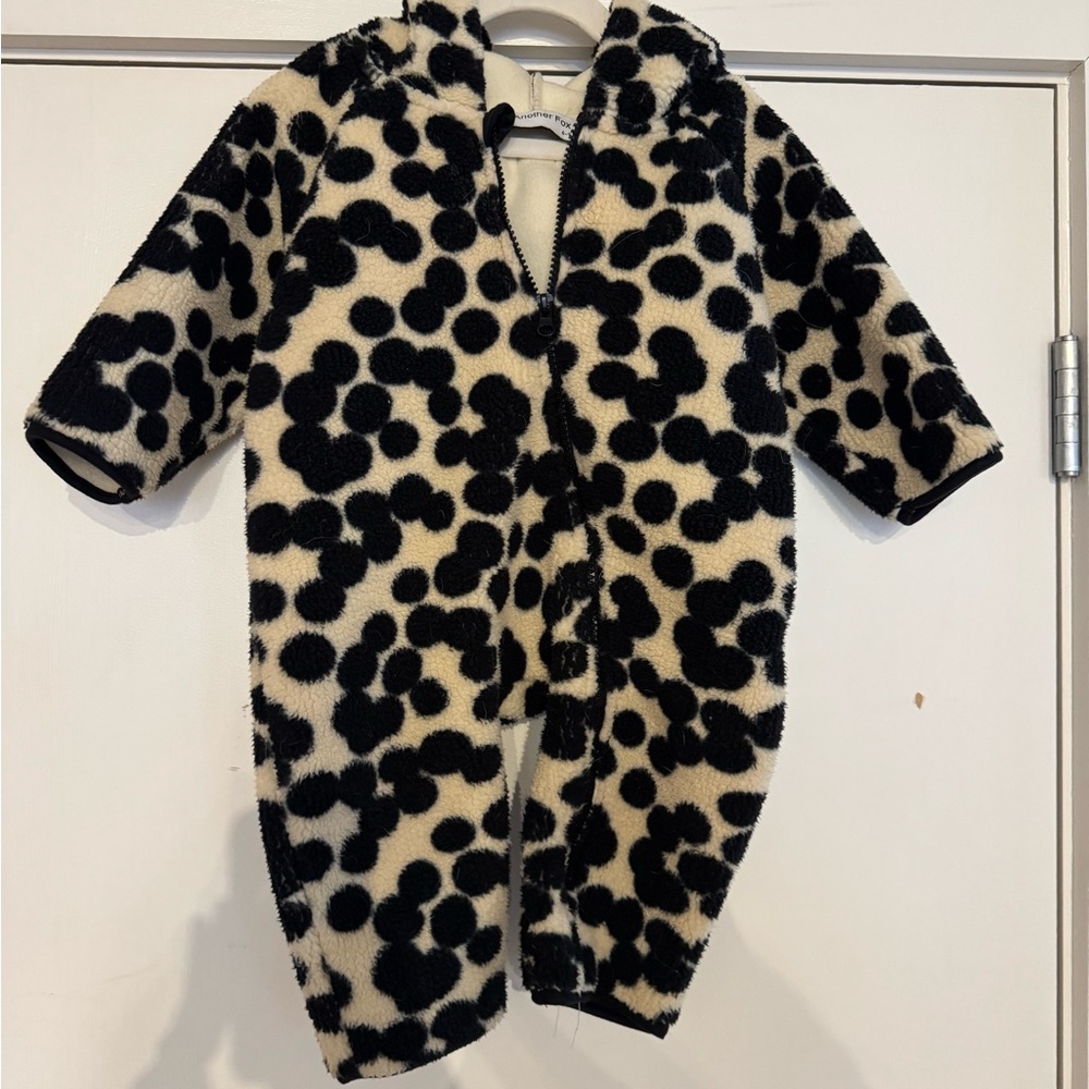 Milk Teeth Black and Cream Polka Dot Fleece Snowsuit